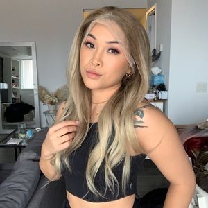 20” full lace 100% human hair wig blonde balayage